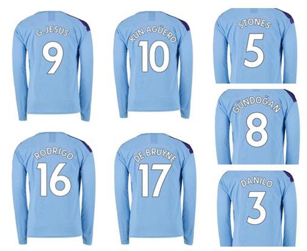 

Long Sleeve 19-20 customized men 9 G.Jesus Kun Agüero 10 De Bruyne 17 Rodrigo 16 7 Sterling Thai Quality sports jerseys,Cheap fan clothing