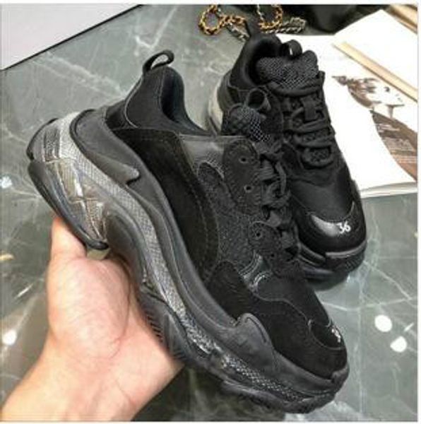 

new 2019 fashion paris 17fw triple-s sneaker triple s casual dad shoes for men's women green ceahp sports designer shoe size 36-45, Black