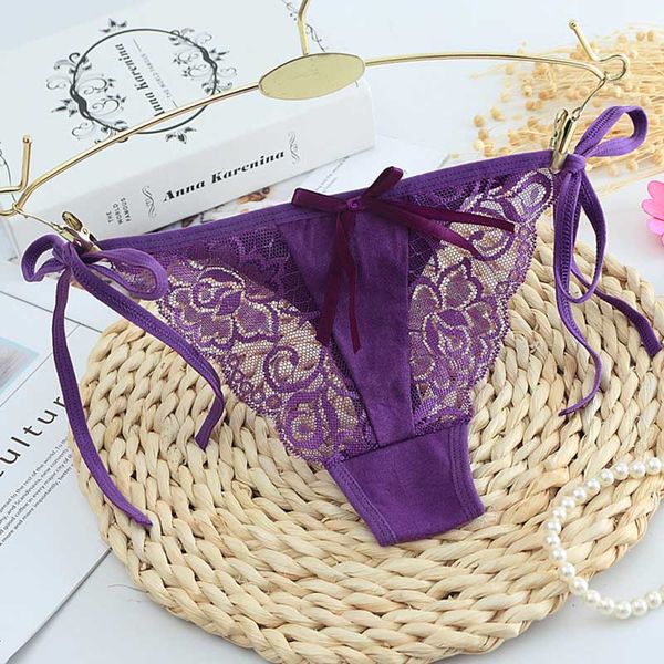 

lace waist tie panties bowknot briefs women underwear thong g strings t back lingerie breathable women clothes will and sandy gift, Black;white