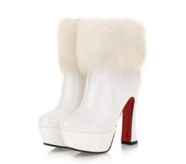 

2018 women's boots in winter with new style high heel coarse heel waterproof table keep warm non-slip@01, Black
