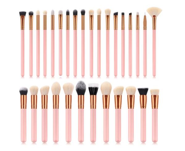 

beauty tools 30pcs makeup brushes set foundation pink tube gold wood handle brush