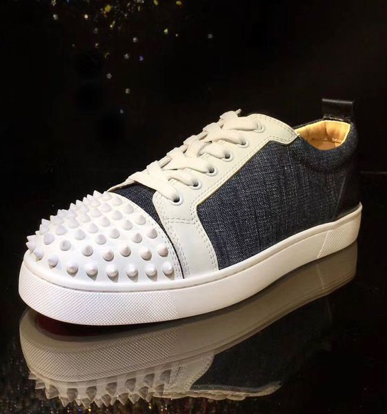 

original-box]low red bottom sneaker flats for men women strass*studs*leather party dress outdoor casual fashion walking, Black