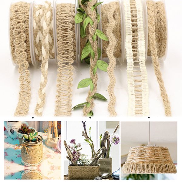 

hessian jute twine rope natural party decoration party 1pc scrapbooking wedding craft burlap ribbon vintage diy 2cm*2m