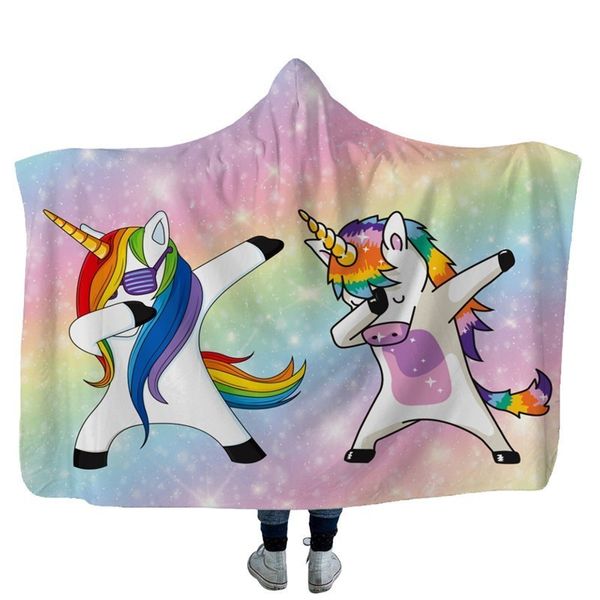 

2019 cartoon unicorn plush hooded blanket for adults kids watching reading winter warm wearable hoodie throw blankets 27 colors