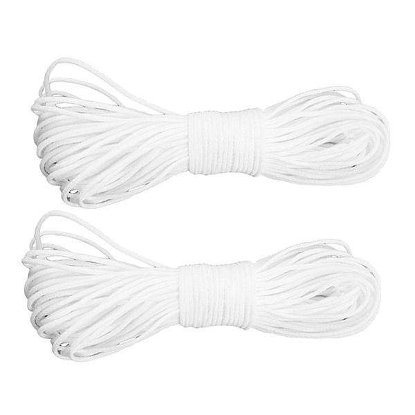 

2 pieces elastic cord waist band white trimming sewing dressmaking 3mm, Black