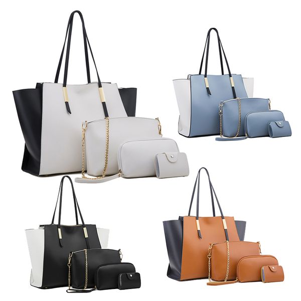 

auau-the new 4 piece set ladies handbag women pu leather shoulder messenger bag women's compound bag tote