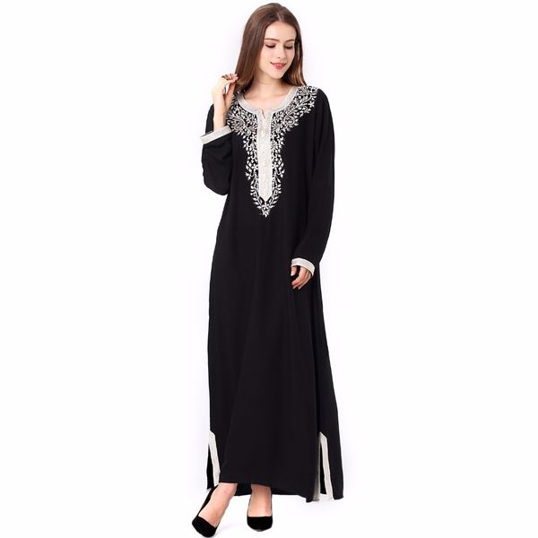 

muslim women long sleeve hijab dress maxi abaya jalabiya islamic women dress clothing robe kaftan moroccan fashion embroidey1631, Red