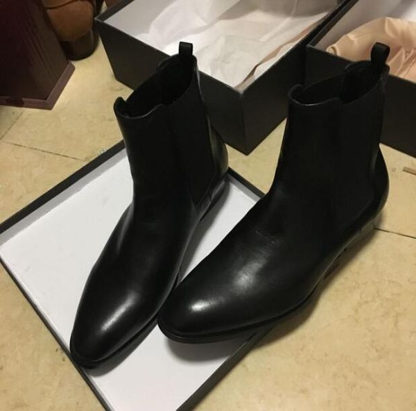 

design high end handmade black man paris slip-on boots new list denim genuine leather slp boots