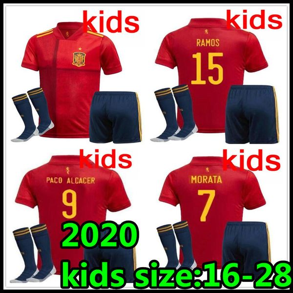 

2020 испания дети футбол джерси 2019 испании пако алькасер асенсио мората, иско иньеста, тьяго саул детский футбол спортивная рубашка, Black