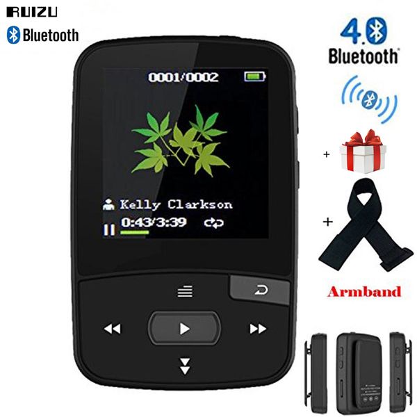 

original ruizu x50 mini sport bluetooth mp3 music player with clip screen support fm radio, recording, e-book, clock, pedometer