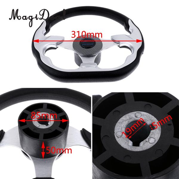 

magideal 310/360mm aluminum alloy d shape marine boat steering wheel 3/4' key way tapered for kayak canoe boat yacht dinghy acce