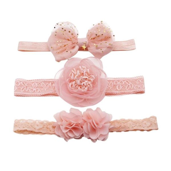 

baby girls 2pcs elastic flower bow knot hairband toddler accessories set pgraphy props kids headwear, Slivery;white