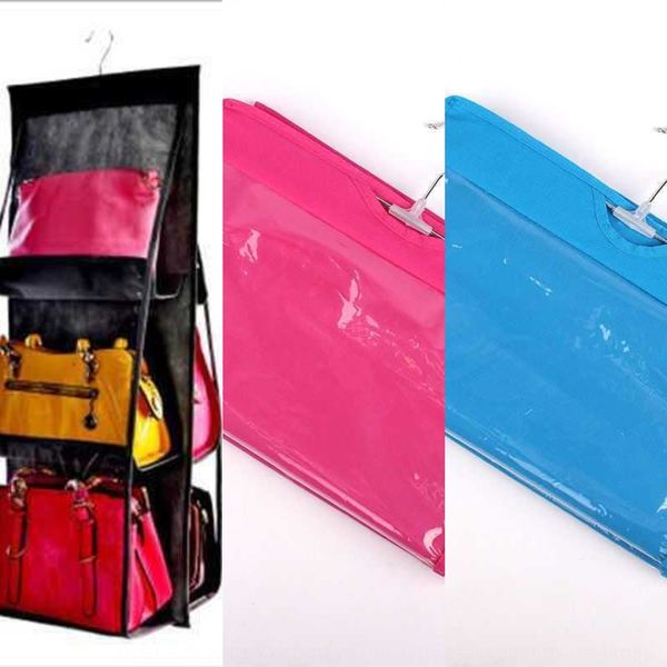 

hand storage wall hanging multi-layer hand wardrobe handbag fabric storage dustproof transparent hanging bag wardrobe