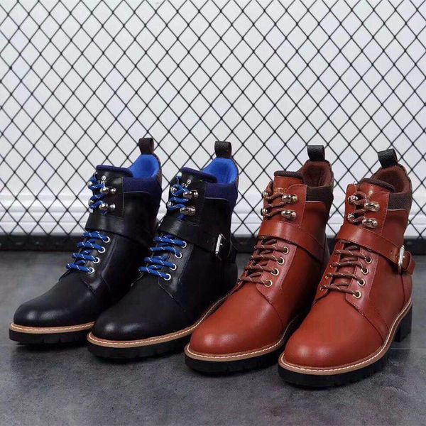 

the new ins thick-soled leather medium-heeled martins ladies anglo-style short boots vintage thick-heeled motorcycle boots shoes, Black