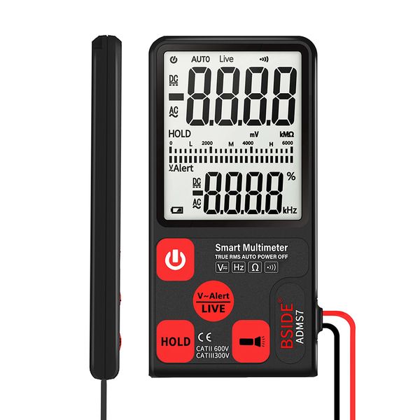 

bside adms7 voltage tester 3.5'' large lcd digital smart multimeter 3-line display trms 6000 counts dmm with analog bargraph
