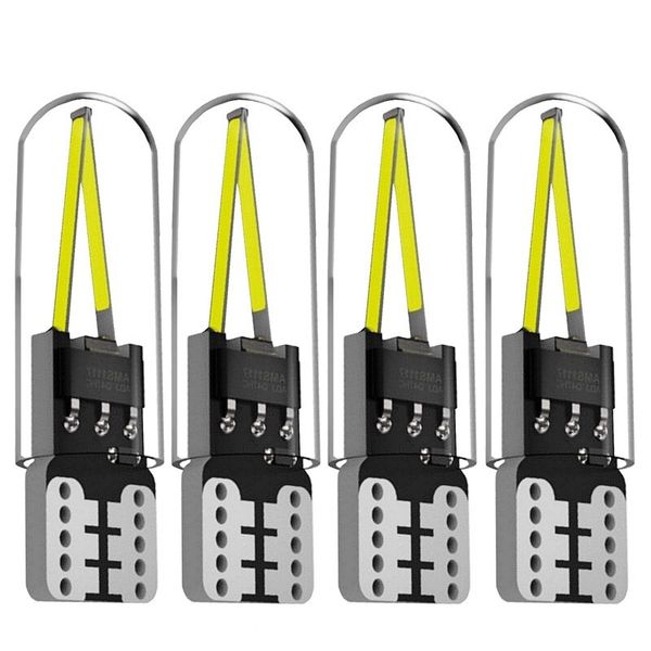 

4pcs t10 w5w wy5w filament cob chip led bulbs canbus car interior dome light wedge auto parking light turn side lamps
