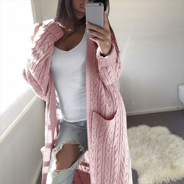

zadorin women long cardigan solid long sleeve jumper sweater 2019 autumn winter warm female knitted korean sweater cute clothes, White
