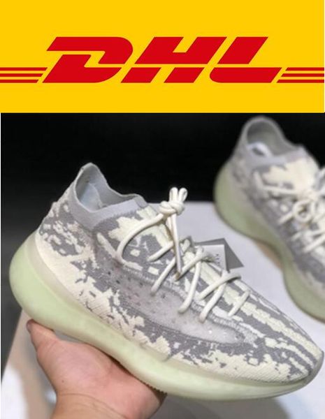 

dhl send 380 v3 kanye west alien designer running shoes men women bold black and stark white citrin 3m outdoor sports sneakers with box
