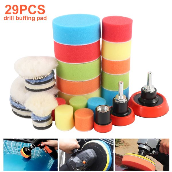 

29pcs polishing pad kit with m14 thread back pad&adapter sponge wool for polishing waxing