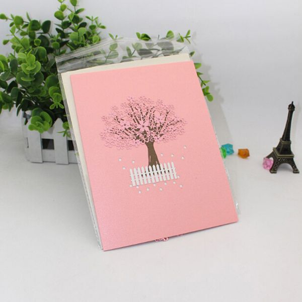 

3d new elegant lovers cherry blossoms greeting card christmas birthday year invitation romantic anniversary greeting cards