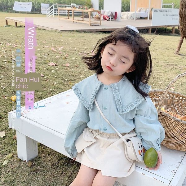 

deer deer autumn girls children's big lapel clothing shirt children's long-sleeved shirt baby's clothes, White;black