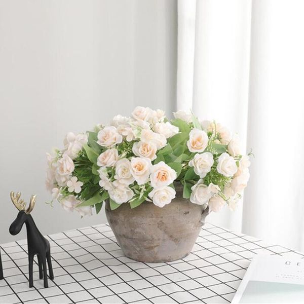 

small artificial flowers happy roses silk flores for home table wedding decoration fake flowers fleur artificielle 10 heads