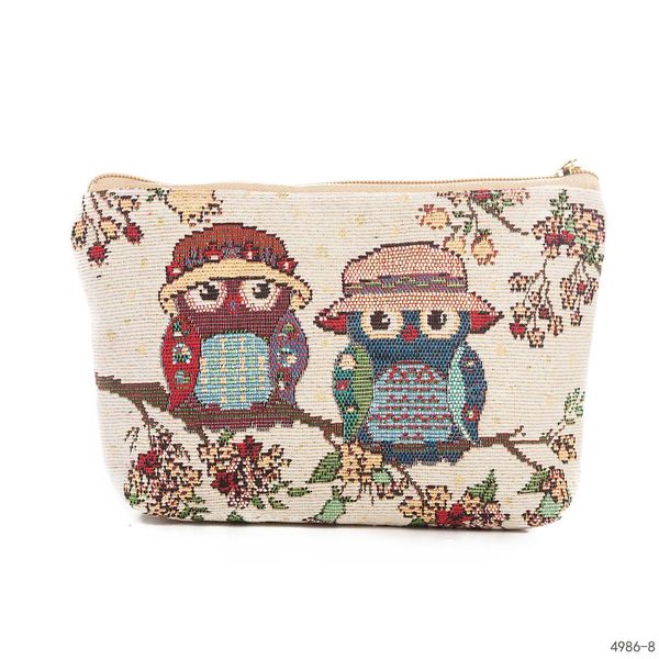 

miyahouse lady toiletry organizer multi-color pattern cute owl design jacquard women cosmetic bag female makeup bag