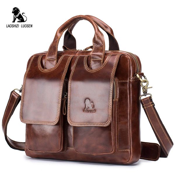 

laoshizi luosen oil waxy leather business briefcase office lapdocument case fashion attache messenger bag tote portfolio