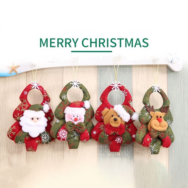 

abss-4pc/set christmas decorations christmas tree hanging ornaments non-woven elk snowman doll pendant 3d santa claus