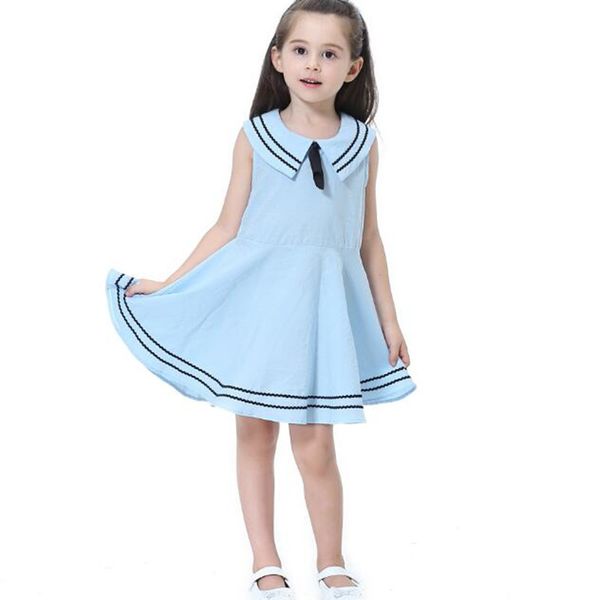 Qualität Baby Mädchen Boutique Kleidung Prinzessin Baumwolle Navy Stil Bogen Kleider Mädchen Rock Mädchen Kostüm Kinder Party Kleidung 5 farben XZT049