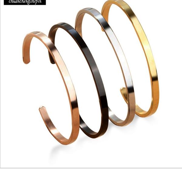 

titanium steel men's and women's stainless steel open-ended bracelet simple birthday gift bracelet, Golden;silver