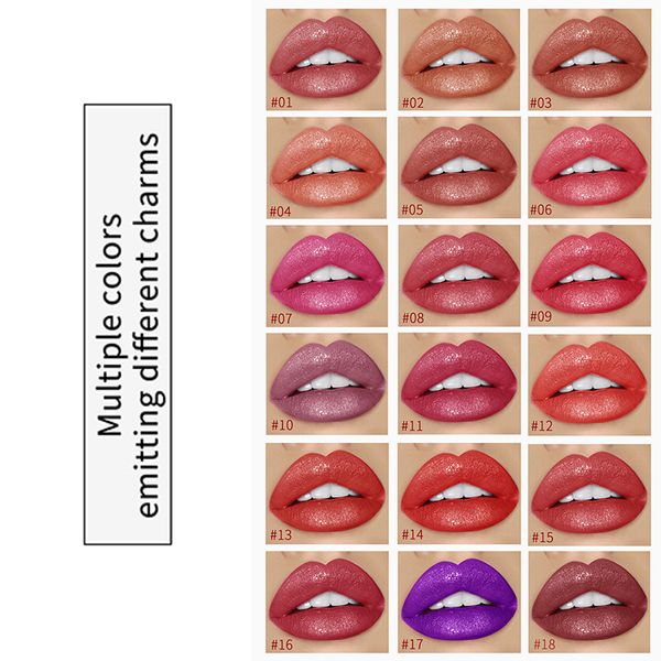 

18-color diamond lip gloss shimmer liquid waterproof long lasting makeup lipstick jiu55
