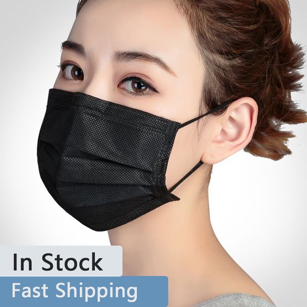 

В наличии 50шт одноразовая Черная маска для лица дымка Meltblown рот маски PM2. 5 Фильтр эластичный ушной петля Laye