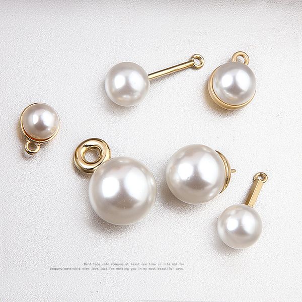 

20pcs round simulated-pearl kc gold alloy charms diy jewelry earring findings pendants charm, Bronze;silver