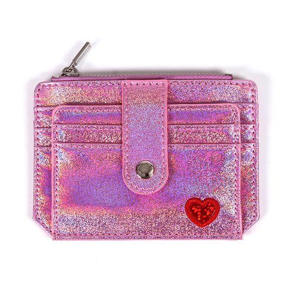 

cute heart women laser coin purse mini small clutch card holder bags wallet carteira femme feminina mujer girl teenager, Red;black