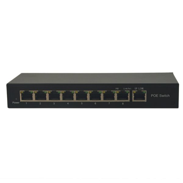 Freeshipping BV Tech 8 Port Gigabit PoE Switch 96W 57V 802.3af 100Mbps-SW800G RJ45 Portas Suporta Porta Auto-Flip