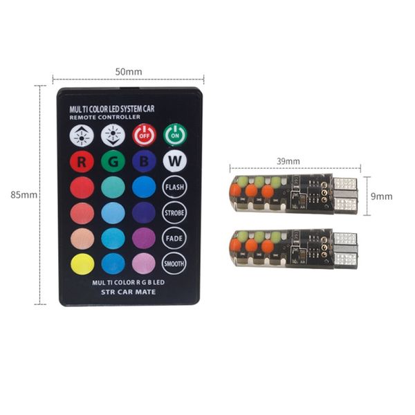 

rgb t10 w5w led car clearance lights smd 194 168 bulb remote width interior light source car styling cz