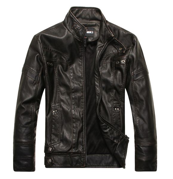 

17 years men's locomotive pu leather coat leather jacket men's outerwear leather coat, Black
