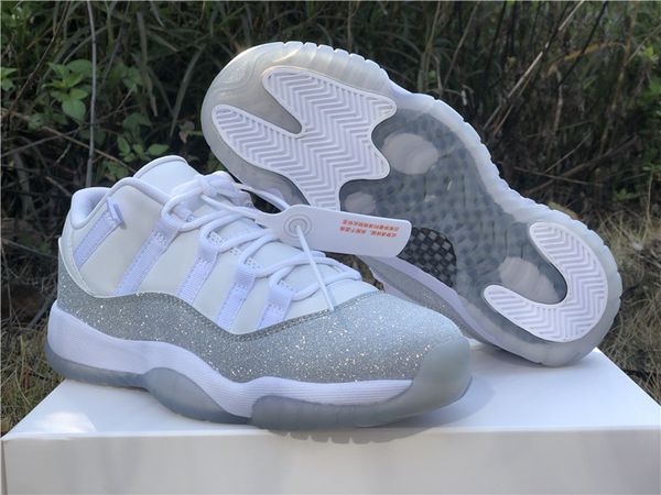 

2020 wmns 11 retro low band basketball shoes white/metallic silver blanc/argent metalque with size us 5.5-8