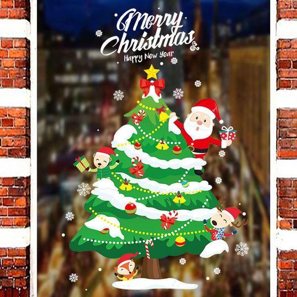 

christmas tree wall stickers shop window glass festival decals background new year party decorations home decor ing