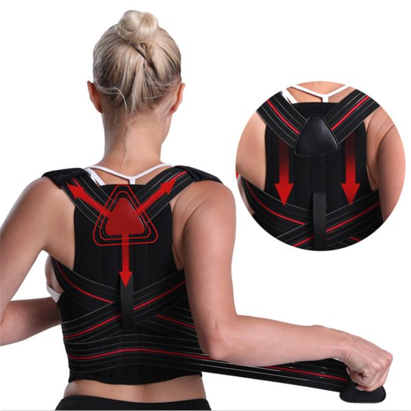 

women corrector postura back- shoulder corset back posture correction invisible correct sitting position belt, Black;blue