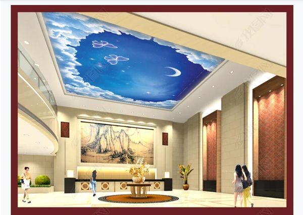3d Ceiling Large Custom Photo Zenith Mural Wallpaper Night Sky Moon Starry Sky Starry Living Room Zenith Ceiling Mural Interior Decoration Hd