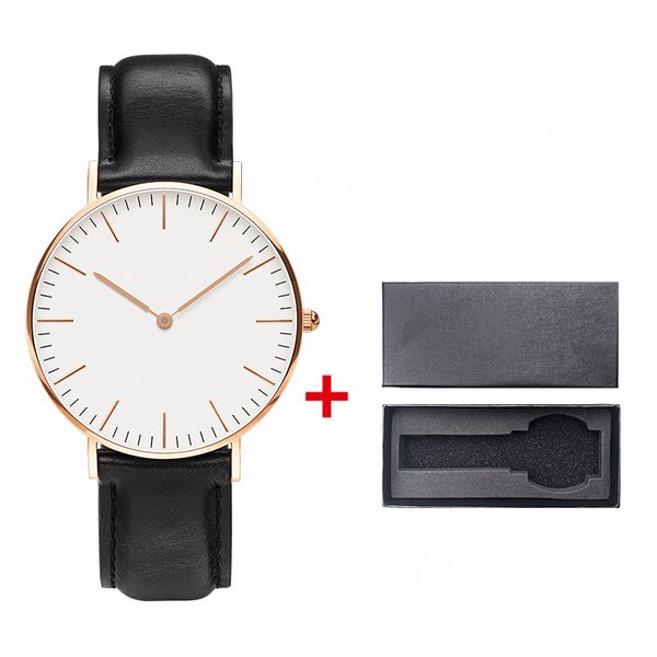 

мода простой бренд ультра-тонкая кварцевых мужчины 40мм дамы 36мм часы кожаная спортивные часы с коробкой классических часов часами relogio, Slivery;brown