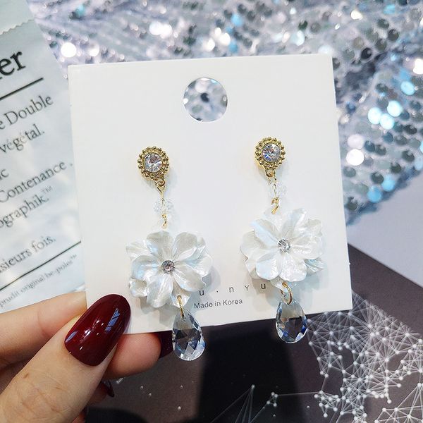 

crystal earrings web celebrity style temperament long section of red niche network personality was thin crystal pendant earrings female, Silver