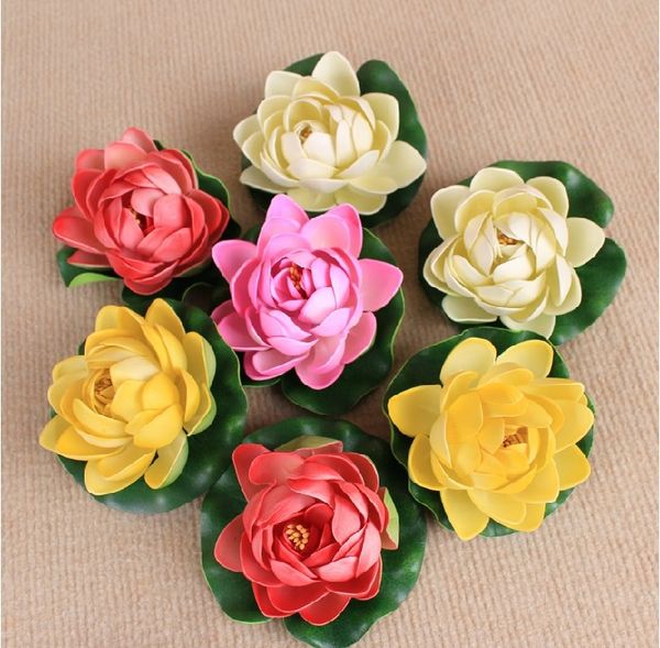 

new 17cm diameter artificial lotus simulation lotus pu flower floating water home garden fish tank decoration lotus