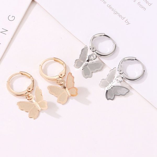 

cute diy butterfly earrings for women insect dangle earring jewelry for girls kawaii colorful metal earing pendant jewellry gift, Silver
