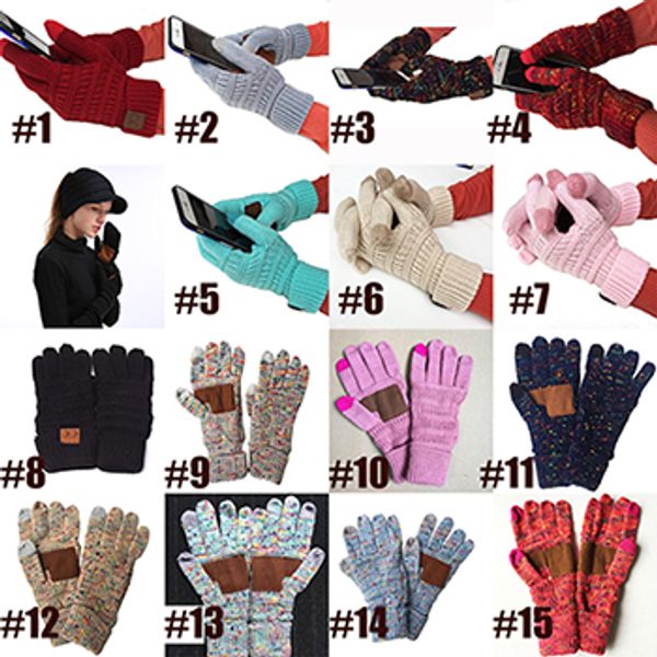 

touch screen gloves 15 colors winter knitted gloves fashion stretch woolen knit warm full finger mittens party supplies fa3282