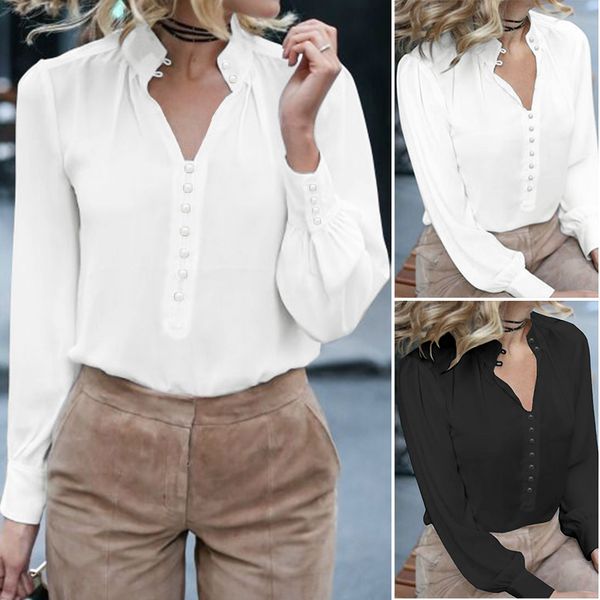 

women's shirts zanzea 2020 fashion long sleeve blouses plus size ladies elegant work white casual stand collar tunic blusas