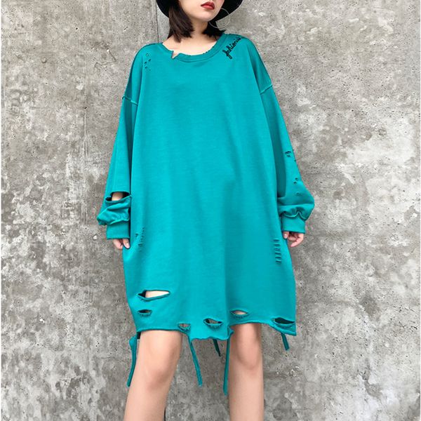 

xuxi 2020 женских средней длина осени sexy dressthin tide женщины отверстия большого размер интрига top bodycon мода платье fz1737, Black;gray