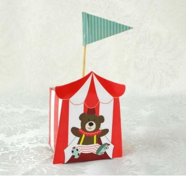 

red circus animals design favor box baby shower baptism party candy guest gift present box birthday 20pcs/lot